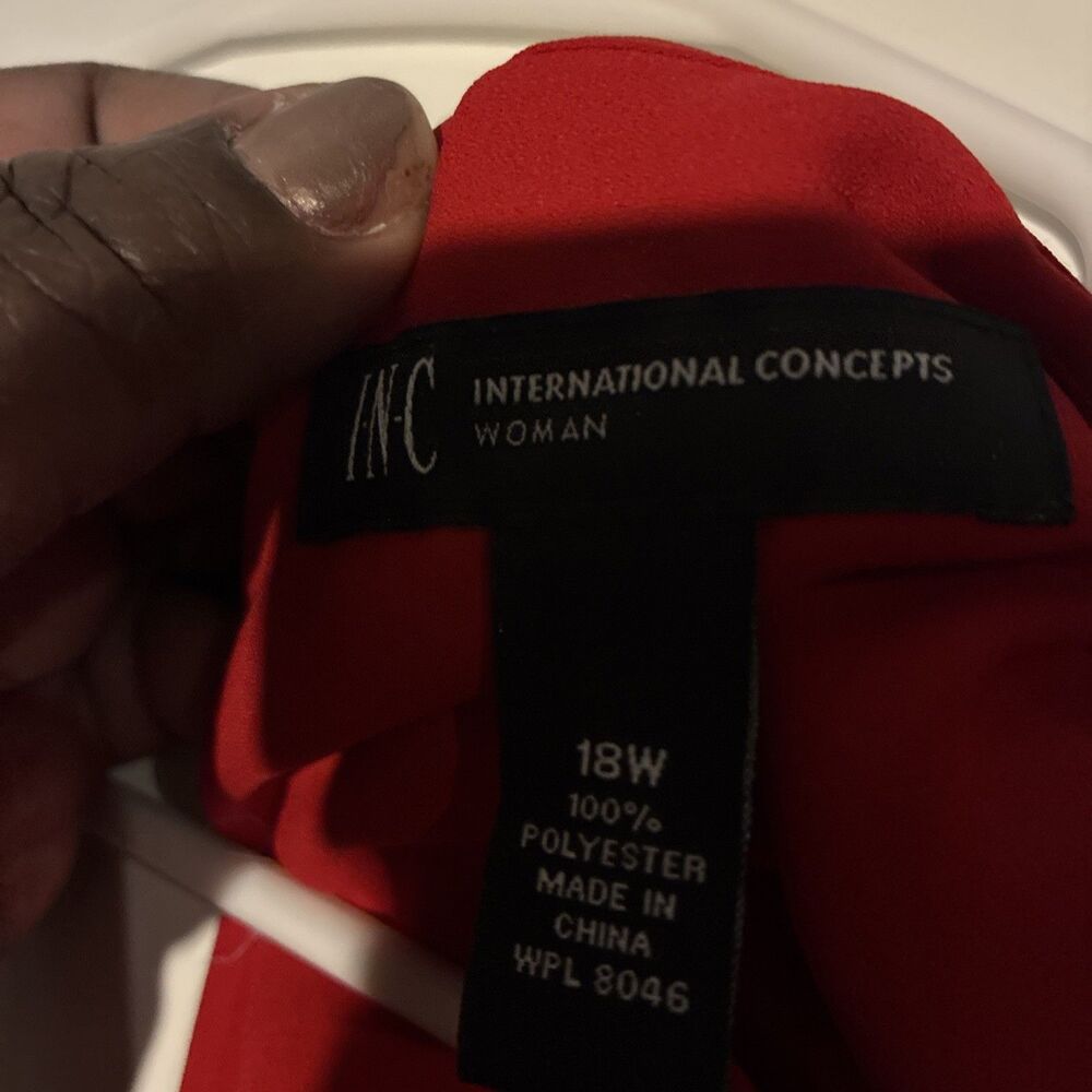 INC Red Wrap-Front High Low Blouse-long Sleeves-Red- 18W - Picture 9 of 9